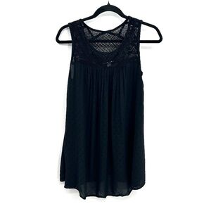 LIZ LANGE Maternity Black Crochet Knit Flowy Summer Tank Top Size Medium